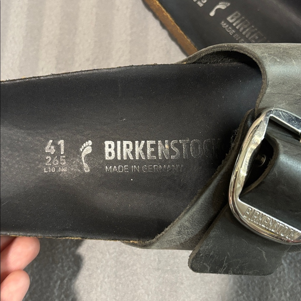 Birkenstock Gray Madrid Buckle Slide Sandals - Picture 3 of 5